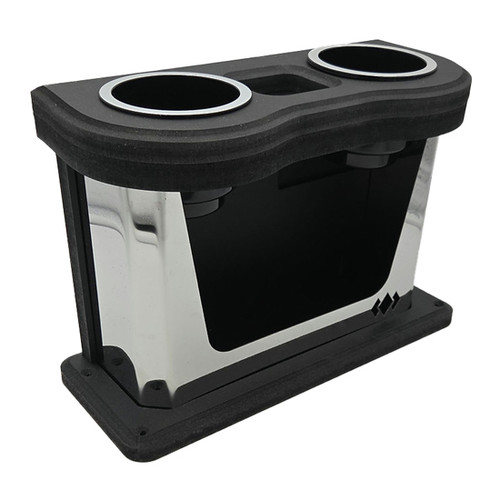 Dual Cup Holder Plastic & Stainless Steel W/ Mounting Hardware