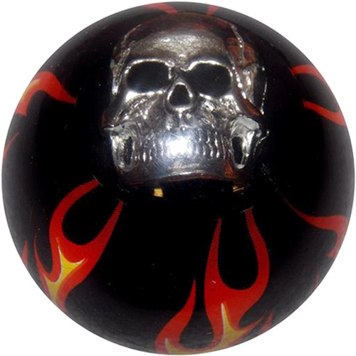 Black Skull Design Brake Knob 2.125 Inch W/ Flame Effect