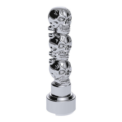 Aluminum Casting 3 Skull Thread-On Gearshift Knob W/ Adapter Fits 9/10 Speed Eaton Fuller Shifter
