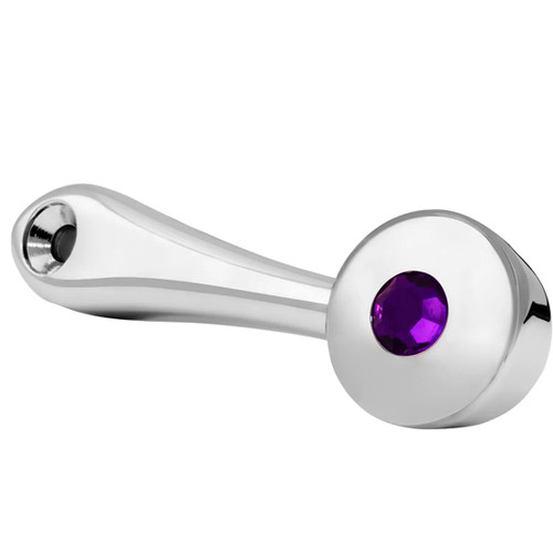 16 Inch 3 3/4 X 1 5/ Chrome Window Crank With Purple Jewel And 3/8 Inch Square Adapter