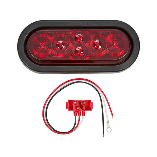 6 Diode Red Oval Stop/Turn/Tail LED Light W/ Red Lens