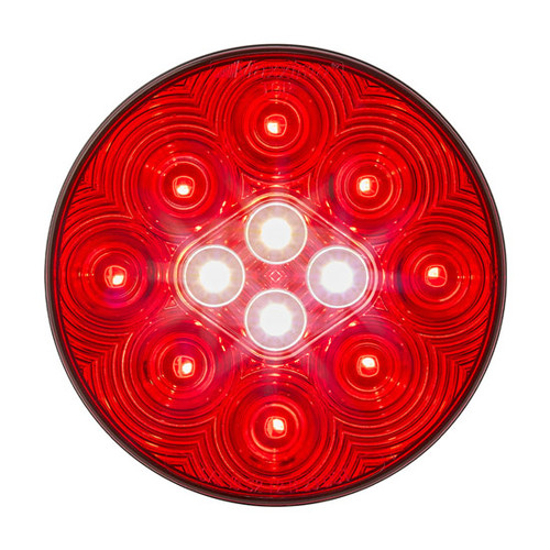 13 Diode Red Round Stop/Turn/Tail And Back Up Light W/ Clear Lens