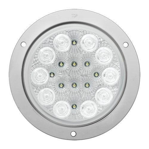 4 Inch Low Profile Spyder White Led Light With Chrome Rim And Pigtails