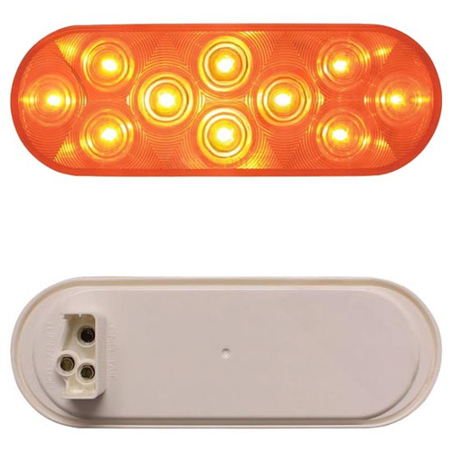6 Inch Oval Front / Park / Turn Light, Grommet Mount - Amber Led /Amber Lens 10 Diode