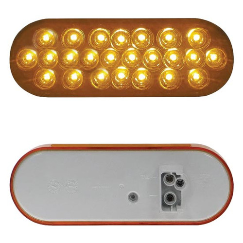 6 Inch Oval Front / Park / Turn Light, Grommet Mount - Amber Led /Amber Lens 24 Diode