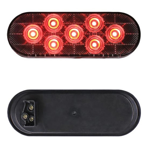 6 Inch Oval Stop Tail Turn Light, Grommet Mount - Red Led / Clear Lens
