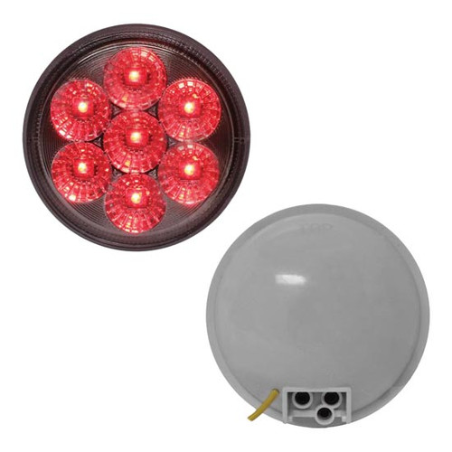 4 Inch Round Dual Color Light Red - White Led / Clear Lens