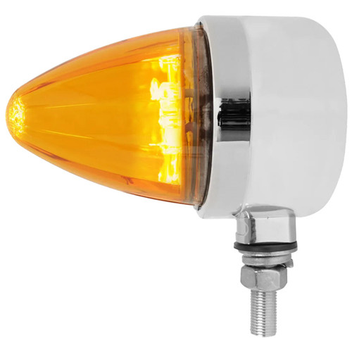 5 Inch 3. Single Face Watermelon Bullet Pedestal Light With Chrome Housing - Amber Led / Clear Lens