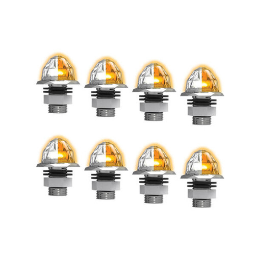 4 Inch Roadworks 3/ Jewel Style Mini Watermelon Hero Lights - Amber Led / Clear Lens - 8 Pack