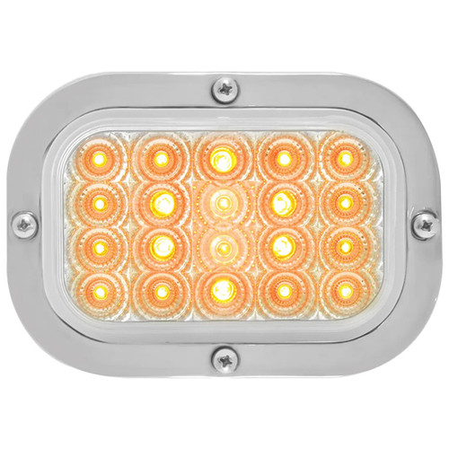Rectangle Spyder Light W/ SS Flange Bracket - Amber LED / Clear Lens