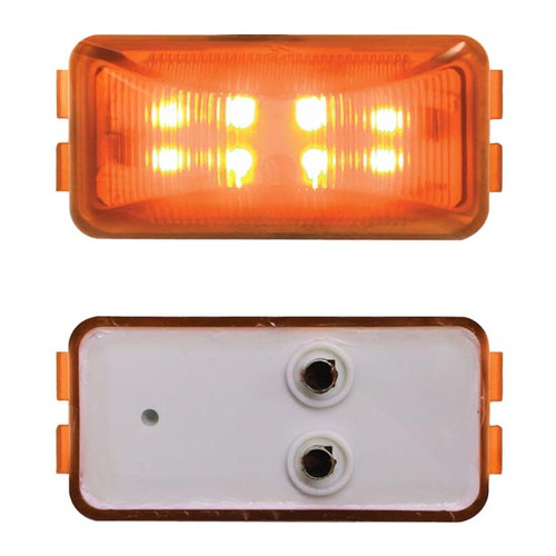 2 Inch 1 X 2-1/ 8 Diode Rectangular Marker Light, Surface Mount - Amber Led / Amber Lens