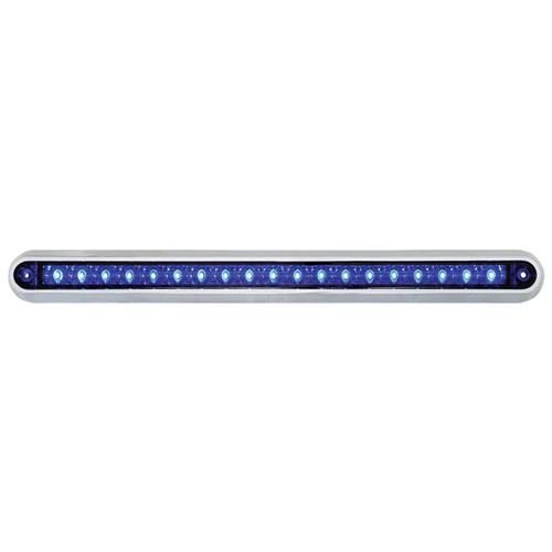 12 Inch 18 Diode Light Bar With Chrome Base - Blue Led / Blue Lens