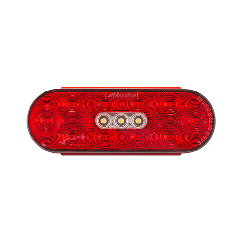 6 Inch Red & White Oval Hybrid Back Up/Stop/Turn/Tail LED Light W/ Clear Lens