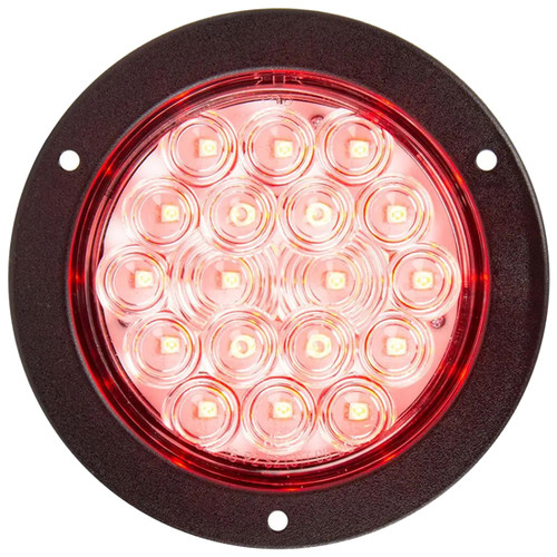 4 Inch Fleet Stop Turn Tail Light Flange Mount 3 Pin - Red Led / Clear Lens