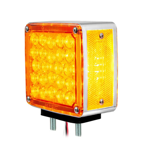 Square Double Face High Power Pearl Amber And Red Led Pedestal Light - Driver Side