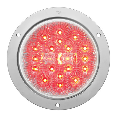 4 Inch Low Profile Spyder Red/ Clear Led With Chrome Rim And Pigtails