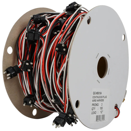 12 Inch 3 Prong Straight Light Plug Wire Harness With Lead - Sold Per Plug