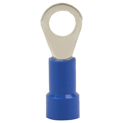 16-14 Ga Blue Vinyl Ring Terminals No. 10 Stud - 100 Pack