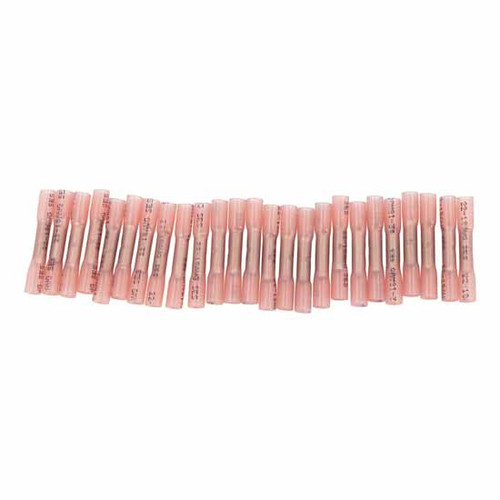 25 Pack Red 22-18 AWG Butt Connector W/ Crimp Seal Heat Shrink