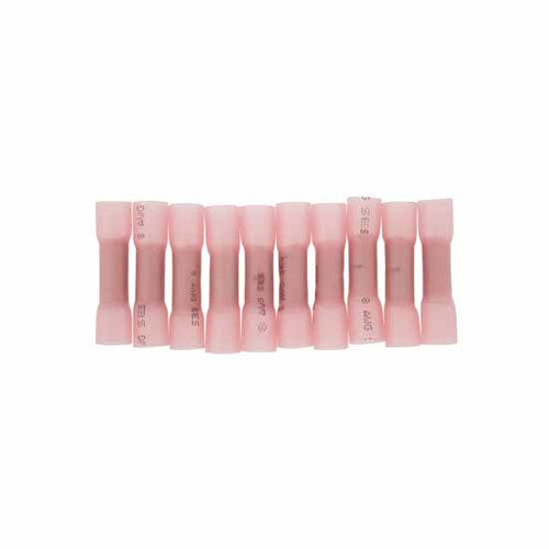 8 AWG Red Crimp & Heat Shrink Seal Butt Connector 10 Pack