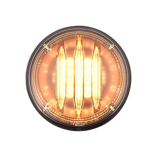 Amber Round Saber Light Bar Design LED 4 Inch Turn Signal Light W/ 3 Hardwired Wires & Rear Housing With 3 Pin Female Contact Terminals
