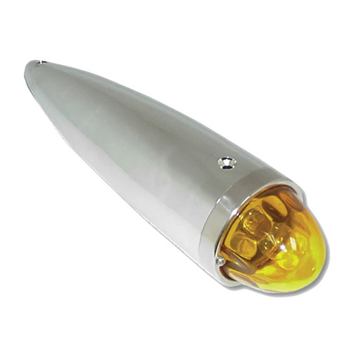 Cab Marker Light With Chrome Housing, Bezel, And Visor - Dark Amber Lens