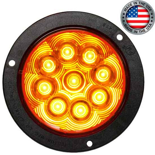 4 Inch Round Amber Class 1 Strobe Light With 9 White Diodes - Flange Mount