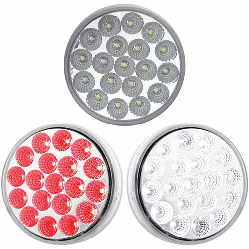 Red/White Dual Function 4 Inch Round LED Light W/ 3 Prong Plug & Lock Connector