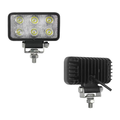 5 Inch 2.5 X 4. Rectangular Flood Work Lamp, U Bracket Mount, White Led / Clear Lens