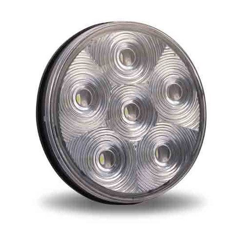 4 Inch 6 Diode Led Flood Work Lamp With Clear Bubble Lens And Reflector Cap Grommet Mount