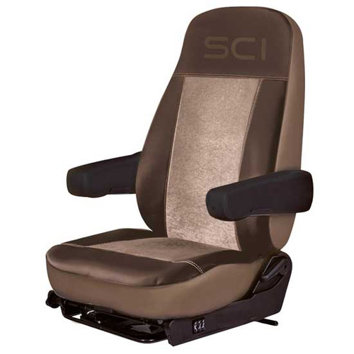 Universal Synthetic Leather And Microfiber 2 Piece Seat Cover - Tan / Brown