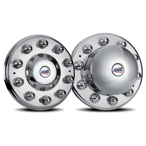 5 Inch Realwheels Stainless Steel 22.5/ 24. Unitized Front Hub Cover Kit