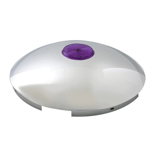 16 Inch Chrome Front Hubcap With Purple Reflector, 7/ Lip, 5 Notches