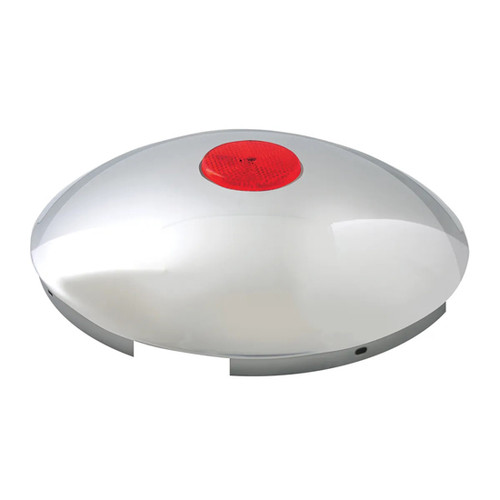 16 Inch Chrome Front Hubcap With Red Reflector, 7/ Lip, 5 Notches