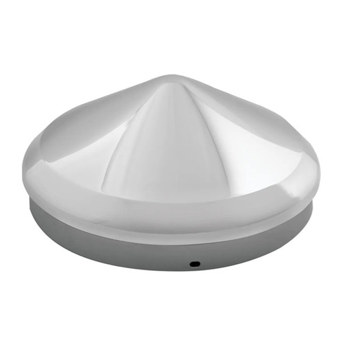 1Inch Chrome Front Hub Cone Cap, Lip, No Notches, 3 Inch Tall