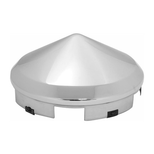 1 Inch Chrome Front Cone Hubcap, Lip, 5 Even Notches, 4 Inch Tall