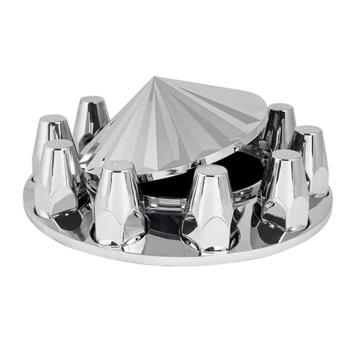 Chrome Abs Front Axle Cover Axis With Screw-On 33Mm Nut Covers
