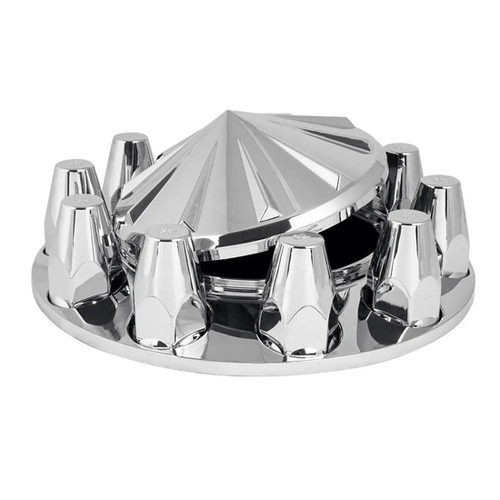 Chrome Abs Front Axle Cover Spoke With Screw-On 33Mm Nut Covers