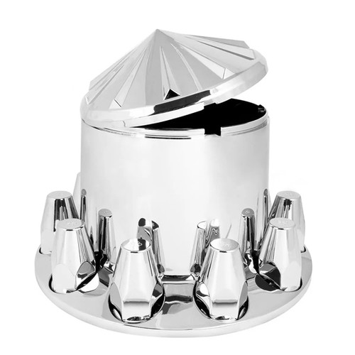 Chrome Abs Rear Axle Cover Spoke With Screw-On 33Mm Nut Covers