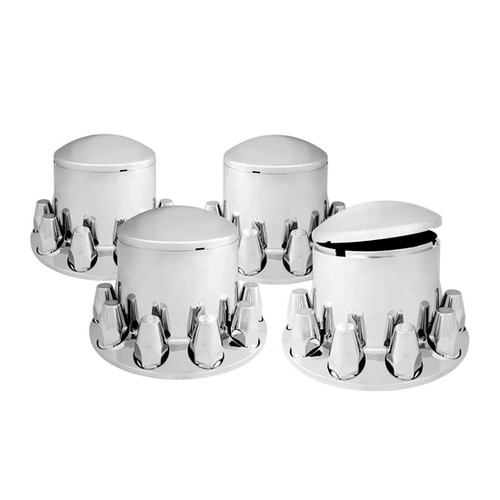 3 Inch Chrome Plastic Round Axle Cover Kit 4 Rears And 1-1/2 X Push-On Covers