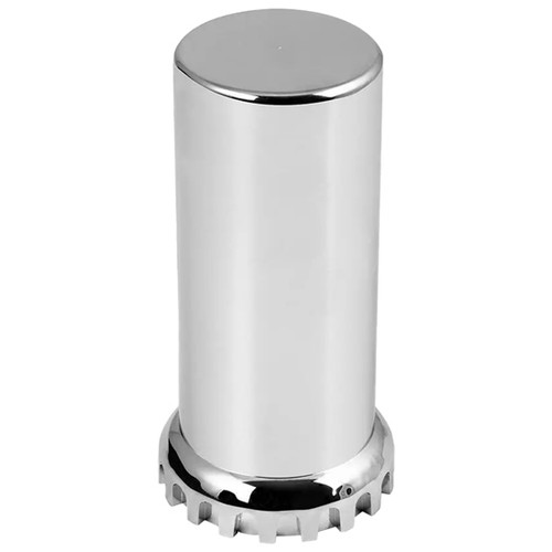 8 Inch 33Mm X 4 3/ Chrome Flat Top Tube Screw On Lug Nut Cover With Lock Flange