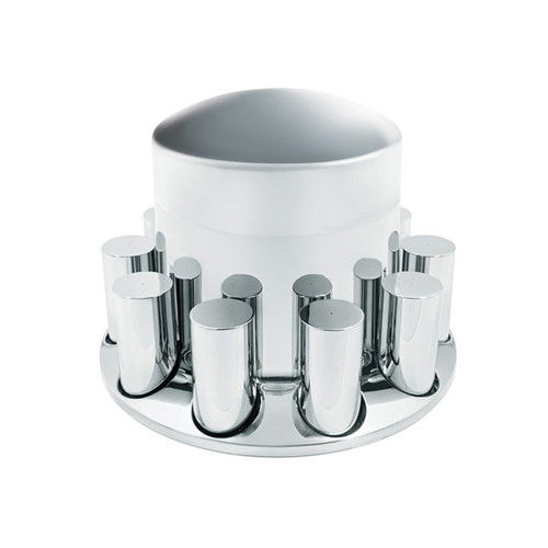 13.8125 X 10 Inch Rear Axle Cover W/ Removable Extra Tall Center Top Cap & 10 33MM Thread On Cylinder Style Nut Covers