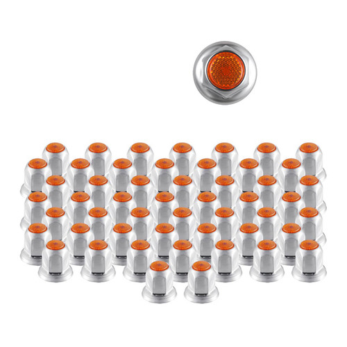 2 Inch 33Mm X Chrome Steel Reflector Nut Cover With Flange - 50 Pack