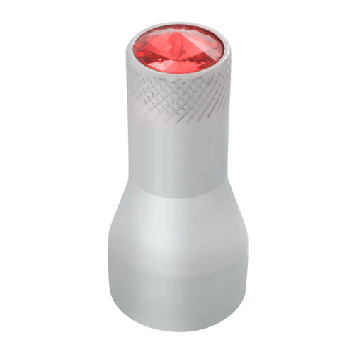 1 Inch Chrome Aluminum Valve Stem Cover With Red Jewel For Steel Stem