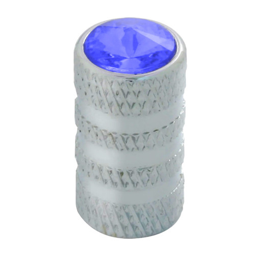 Chrome Tubular Valve Stem Cover With Blue Jewel