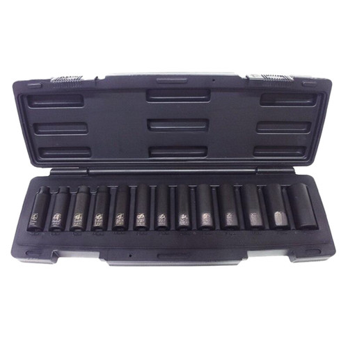 3/8-Inch Drive Metric Deep Impact Socket Set - 13 Piece