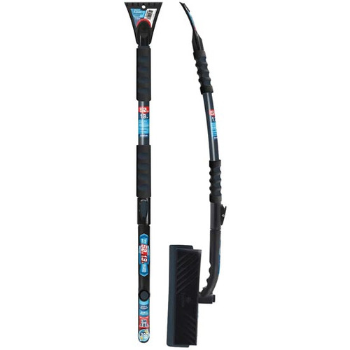 50 Inch 36 To Extendable Swivel Snow Broom With Chisel Blade, Ice Chipper, And No-Slip Grip
