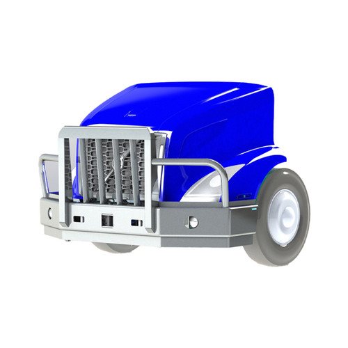 Aluminum Grizzly 2 Post Boxed Moose Bumper Guard W/ Bullet Vertical Bars Fits Volvo VNR 2024 & Newer
