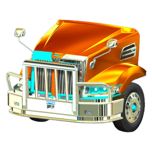 00 Inch Aluminum 2 Post Grizzly Moose Bumper Guard With Boxed Vertical Uprights, Vertical Bullet Shaped Grille Bars And Center Tow Pins For Western Star 5700Xe With 17 High Capacity Radiator