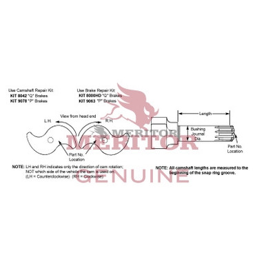 2210M5655 Meritor Camshaft Rh
